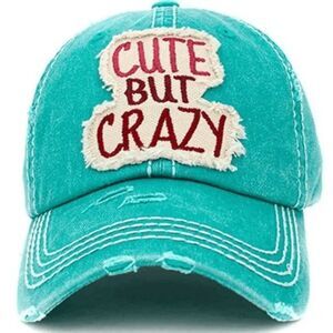 2/$30 Ladies Teal Cute But Crazy Baseball Cap